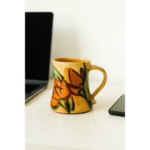 Karin Kraemer Floral Studio Pottery Coffee Mug Cup Majolica Tulips Duluth